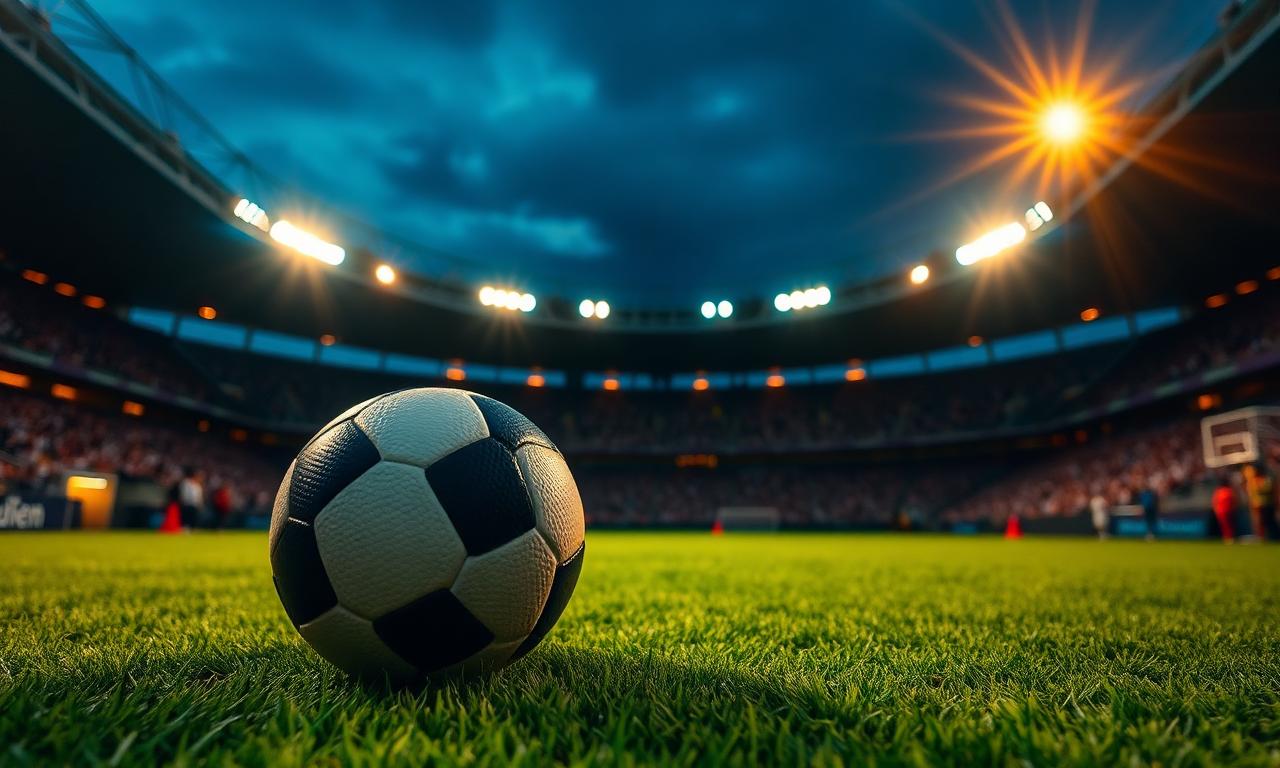 Bola em campo iluminado